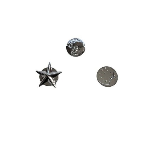 Button Covers Silver Tone Set of Three - Picture 2 of 4